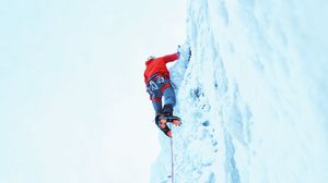 Preview wallpaper climber, snow, mountain, climbing