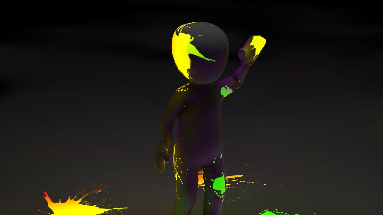 Wallpaper clipart, person, paint, stains, neon, luminescence, fluorescence