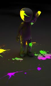 Preview wallpaper clipart, person, paint, stains, neon, luminescence, fluorescence