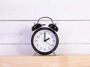 Preview wallpaper clock, alarm clock, table, wood