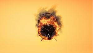 Preview wallpaper clock, alarm clock, time, fire, yellow