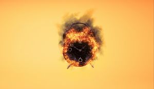 Preview wallpaper clock, alarm clock, time, fire, yellow