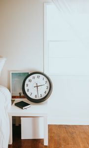 Preview wallpaper clock, book, table, bedroom, interior, white