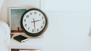 Preview wallpaper clock, book, table, bedroom, interior, white