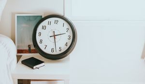 Preview wallpaper clock, book, table, bedroom, interior, white