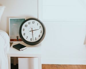 Preview wallpaper clock, book, table, bedroom, interior, white