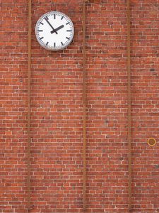 Preview wallpaper clock, dial, wall, bricks, time