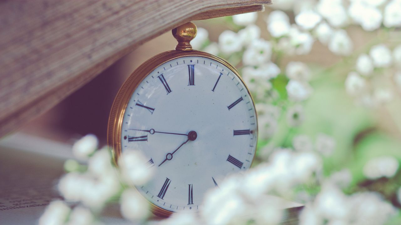 Wallpaper clock, flowers, dial