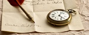Preview wallpaper clock, letter, paper, ink, pen, feather