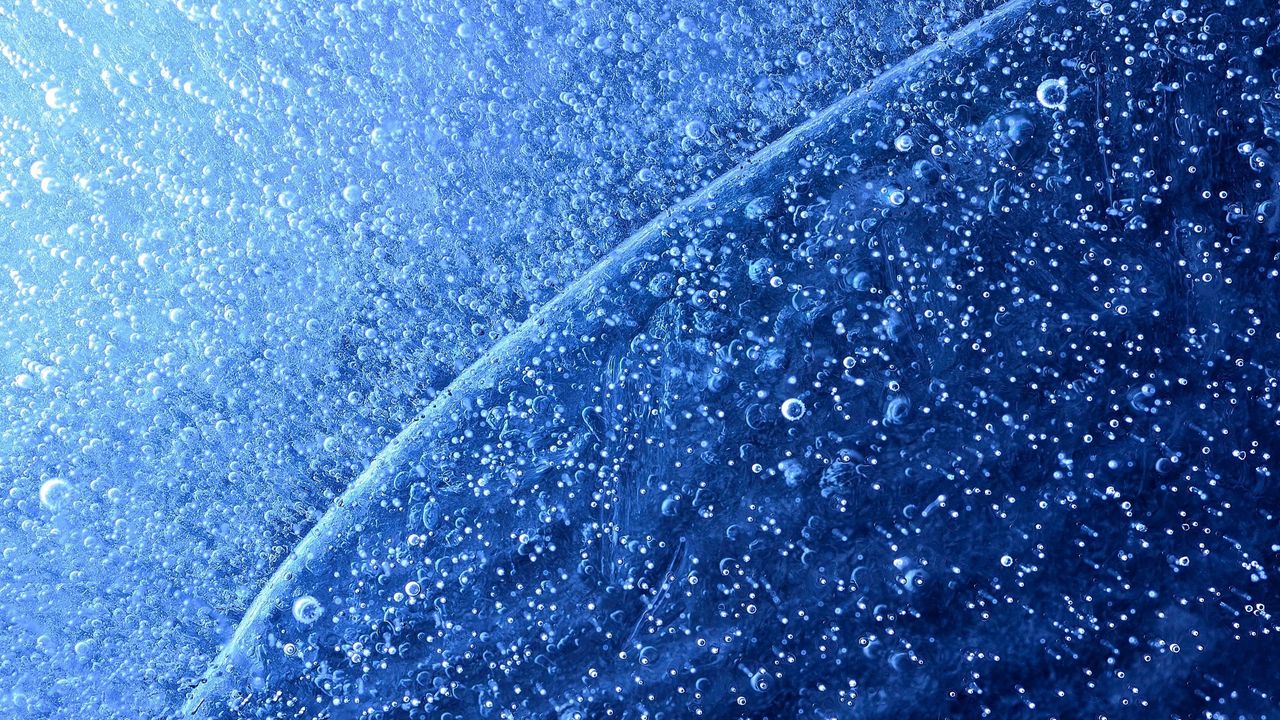 Wallpaper close-up, blue, drops, snow