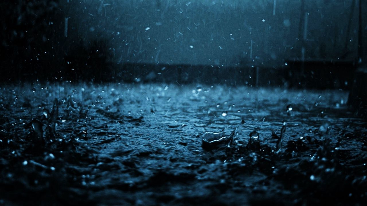 Wallpaper close-up, drop, black, blue, rain