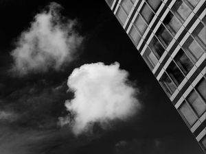 Preview wallpaper cloud, sky, building, black and white