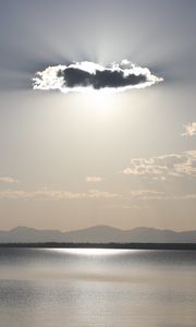 Preview wallpaper cloud, sun, rays, light, lake, nature