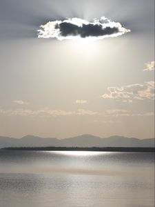Preview wallpaper cloud, sun, rays, light, lake, nature