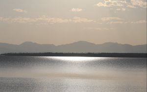 Preview wallpaper cloud, sun, rays, light, lake, nature