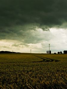 Preview wallpaper clouds, field, gloomy, sky, gray