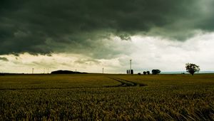 Preview wallpaper clouds, field, gloomy, sky, gray