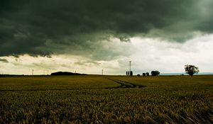 Preview wallpaper clouds, field, gloomy, sky, gray