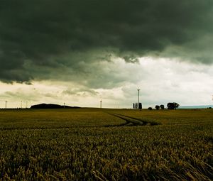 Preview wallpaper clouds, field, gloomy, sky, gray