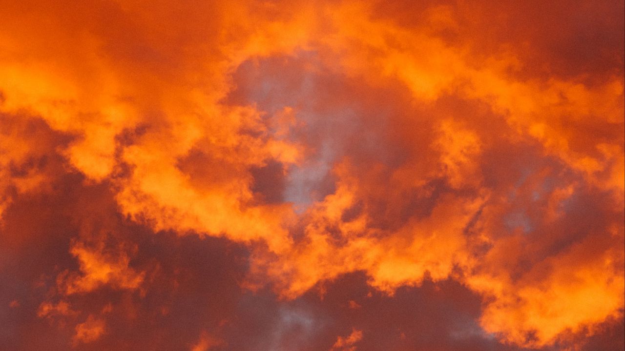 Wallpaper clouds, fiery, orange, porous