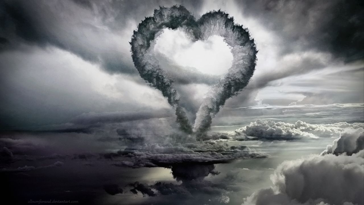 Wallpaper clouds, heart, form