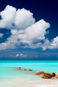 Preview wallpaper clouds, lagoon, gulf, stones, blue water, sky