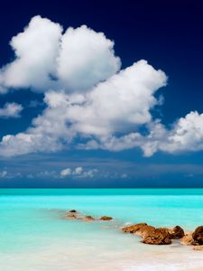 Preview wallpaper clouds, lagoon, gulf, stones, blue water, sky
