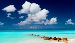 Preview wallpaper clouds, lagoon, gulf, stones, blue water, sky