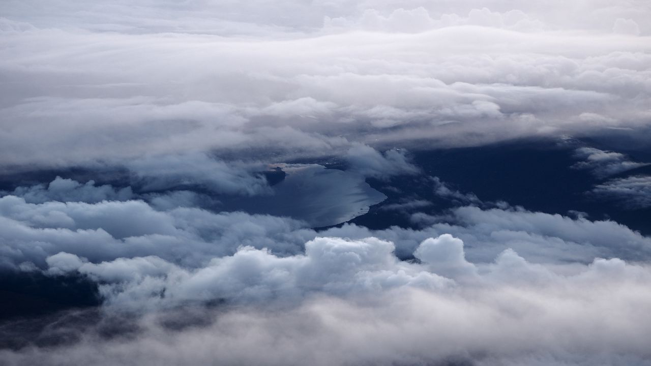 Wallpaper clouds, lake, aerial view, height, overview