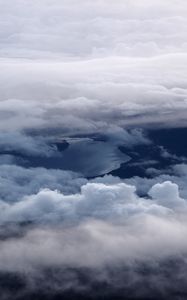 Preview wallpaper clouds, lake, aerial view, height, overview