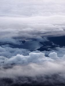 Preview wallpaper clouds, lake, aerial view, height, overview