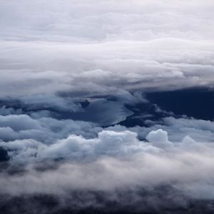 Preview wallpaper clouds, lake, aerial view, height, overview