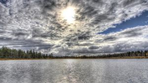 Preview wallpaper clouds, landscape, hdr, lake, forest