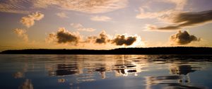 Preview wallpaper clouds, lungs, sky, reflection, lake, surface, silence, evening, tranquillity