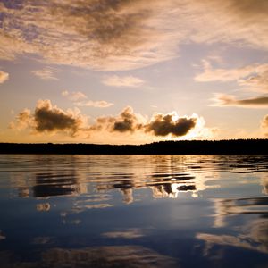 Preview wallpaper clouds, lungs, sky, reflection, lake, surface, silence, evening, tranquillity