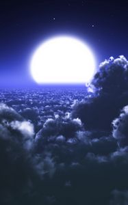 Preview wallpaper clouds, moon, sky, stars, night