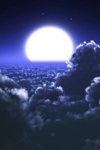 Preview wallpaper clouds, moon, sky, stars, night
