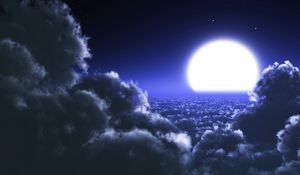 Preview wallpaper clouds, moon, sky, stars, night