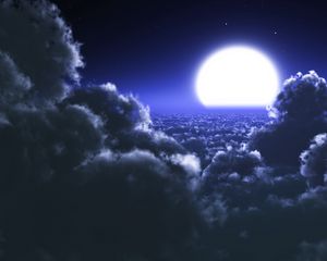 Preview wallpaper clouds, moon, sky, stars, night