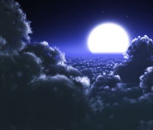 Preview wallpaper clouds, moon, sky, stars, night
