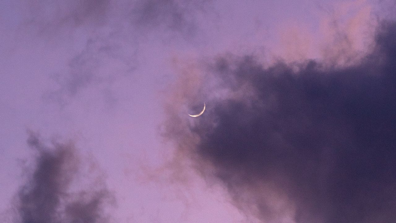 Wallpaper clouds, moon, sky, purple