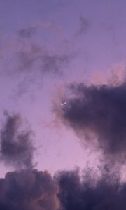 Preview wallpaper clouds, moon, sky, purple