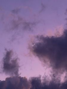 Preview wallpaper clouds, moon, sky, purple