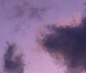 Preview wallpaper clouds, moon, sky, purple