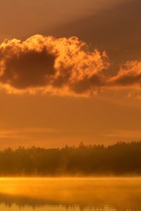 Preview wallpaper clouds, morning, dawn, lake, trees, fog