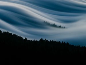 Preview wallpaper clouds, mountain, trees, mount tamalpais, united states