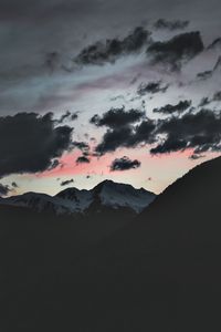 Preview wallpaper clouds, mountains, peak, dark