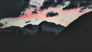 Preview wallpaper clouds, mountains, peak, dark