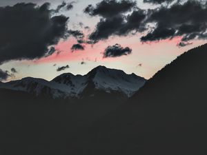 Preview wallpaper clouds, mountains, peak, dark