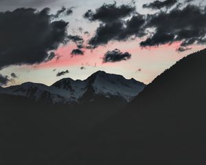 Preview wallpaper clouds, mountains, peak, dark